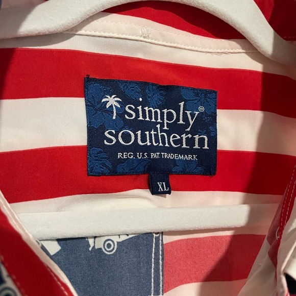Simply Southern Americana Truck Beer Button Up Patriotic Shirt XL - Picture 4 of 7